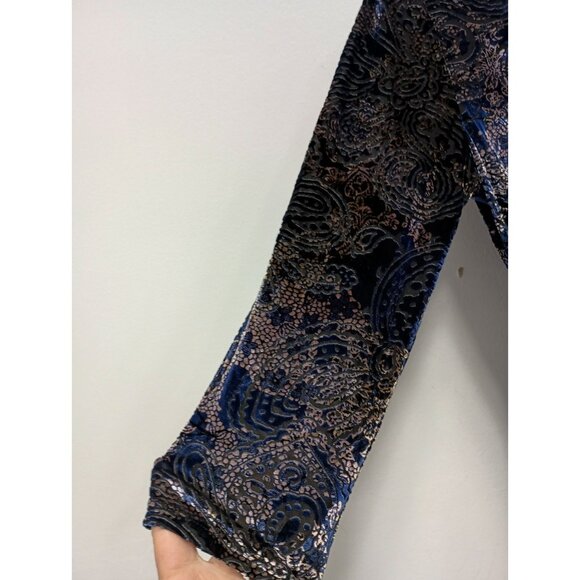 VTG Y2K Dressbarn Babydoll Top Womens Small Floral Velvet Burnout Holiday Gothic - Picture 6 of 11